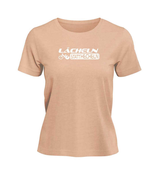 Lächeln Statt Hecheln T-Shirt Damen Detail & Material – Detailaufnahme (100% Bio-Baumwolle) von Rad&Rucksack