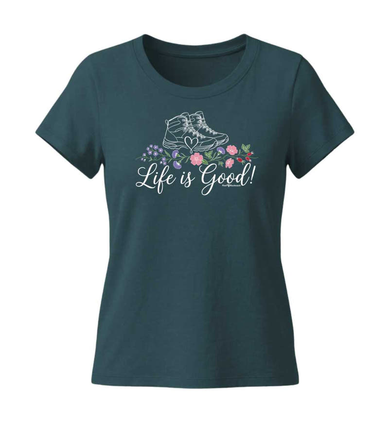 Life is Good | Damen Premium Organic T-Shirt (Fitted) in Stargazer von Rad&Rucksack