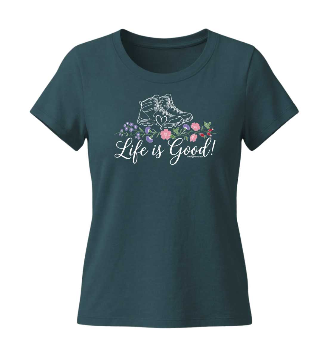 Life is Good | Damen Premium Organic T-Shirt (Fitted) in Stargazer von Rad&Rucksack