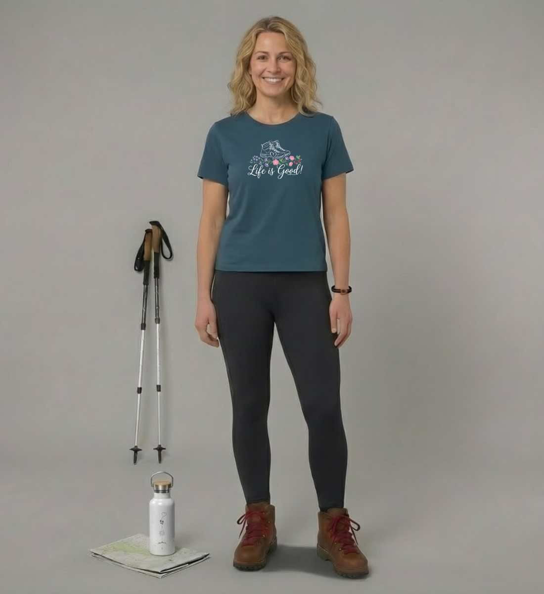 Life is Good | Damen Premium Organic T-Shirt von Rad&Rucksack - Detailansicht