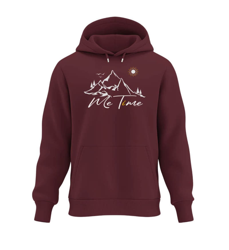 Me Time | Unisex Organic Hoodie in Burgundy von Rad&Rucksack