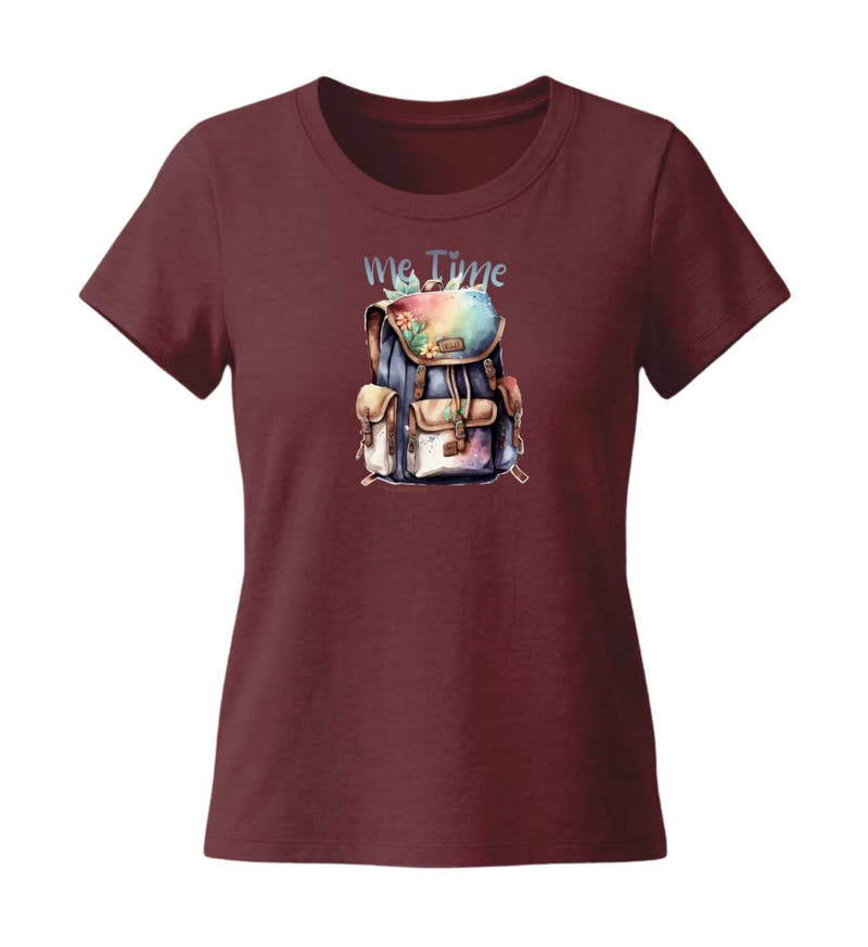 Me Time Wandern | Damen Premium Organic T-Shirt (Fitted) in Burgundy von Rad&Rucksack