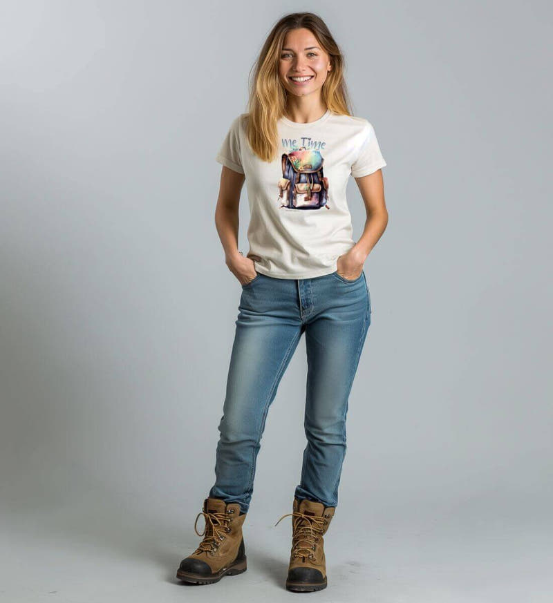 Me Time Wandern | Damen Premium Organic T-Shirt von Rad&Rucksack - am Model präsentiert