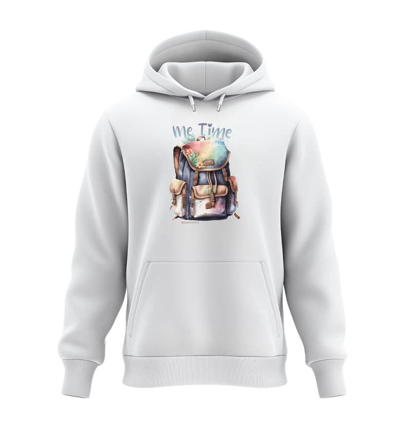 Me Time Wandern | Unisex Organic Hoodie in White von Rad&Rucksack