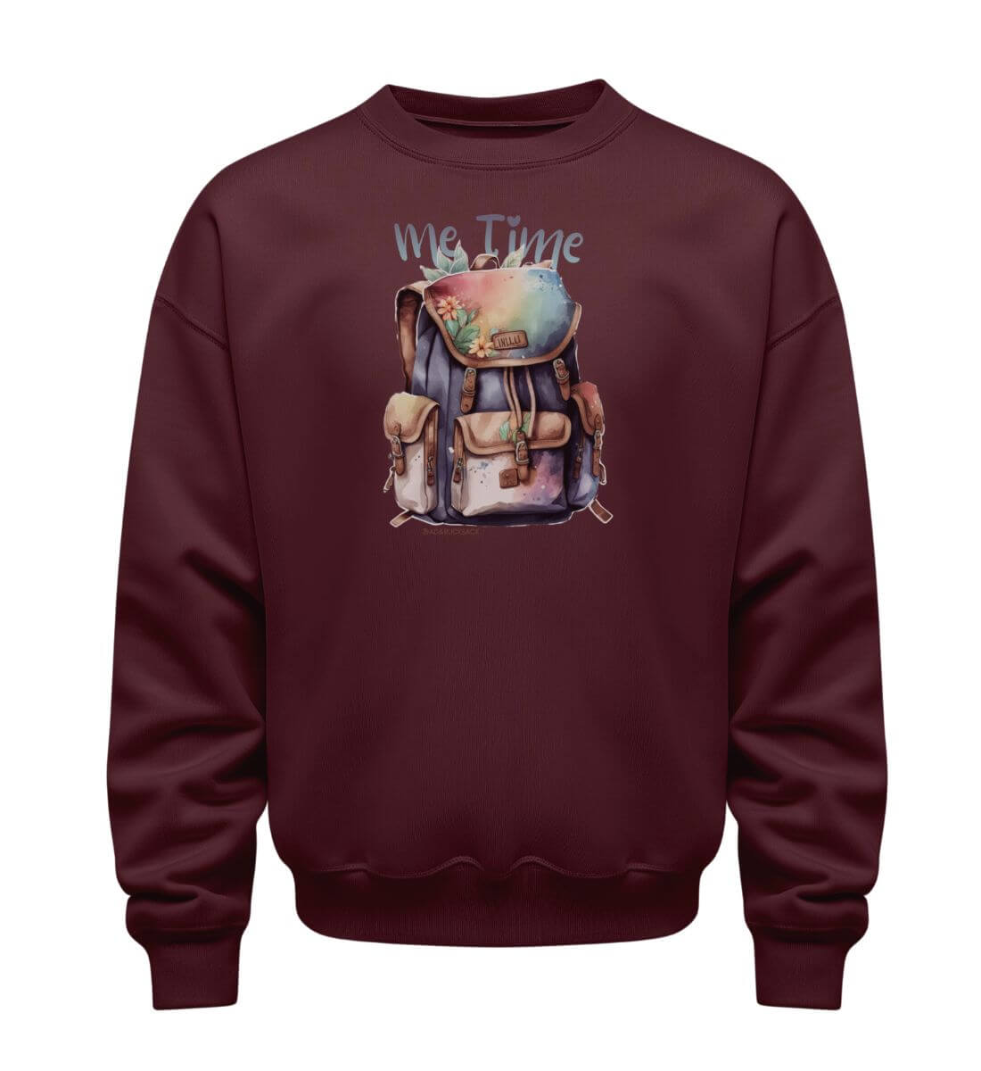 Me Time Wandern | Unisex Organic Pullover in Burgundy von Rad&Rucksack