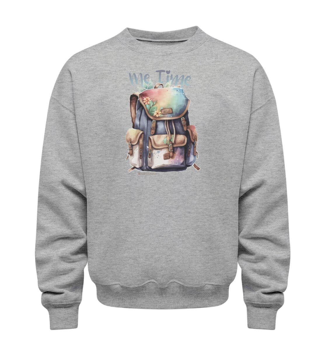 Me Time Wandern | Unisex Organic Pullover in Heather Grey von Rad&Rucksack