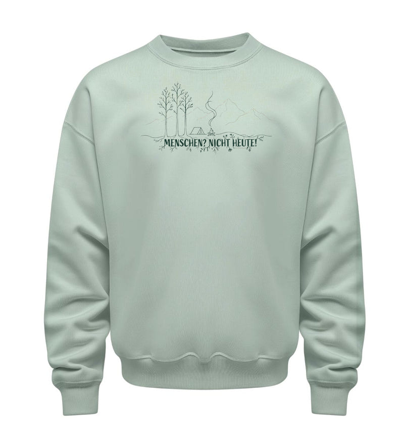 Menschen Nicht Heute Pullover in Salbeigrün (Aloe) – Produktbild (350 g/m² Bio-Baumwolle) von Rad&Rucksack