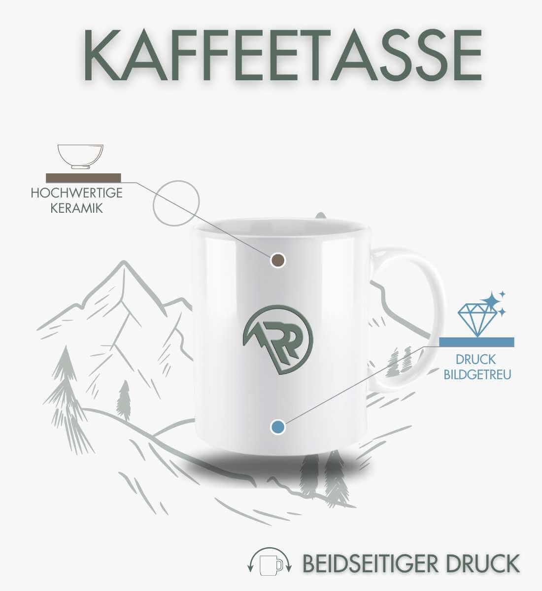 Mir reichts ich geh wandern | Kaffeetasse von Rad&Rucksack - am Model präsentiert