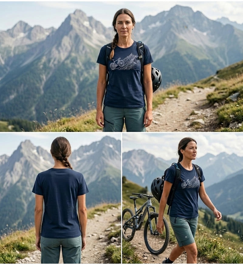 Modelbild - Bike Mountain | Damen Premium Organic T-Shirt (Fitted) von Rad&Rucksack