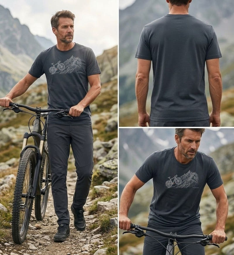Modelbild - Bike Mountain | Herren Premium Organic T-Shirt von Rad&Rucksack