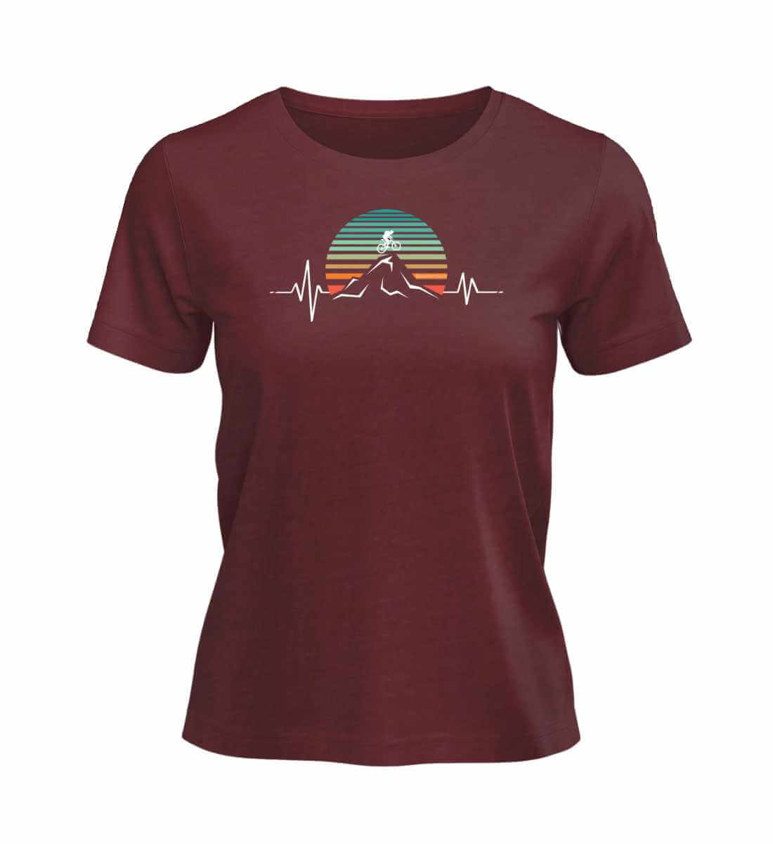 Mountainbike Herzschlag | Damen Premium Organic T-Shirt in Burgundy von Rad&Rucksack