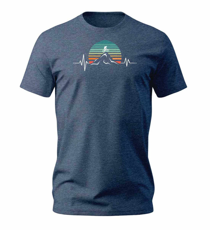 Mountainbike Herzschlag | Herren Premium Organic T-Shirt in Dark Heather Blue von Rad&Rucksack