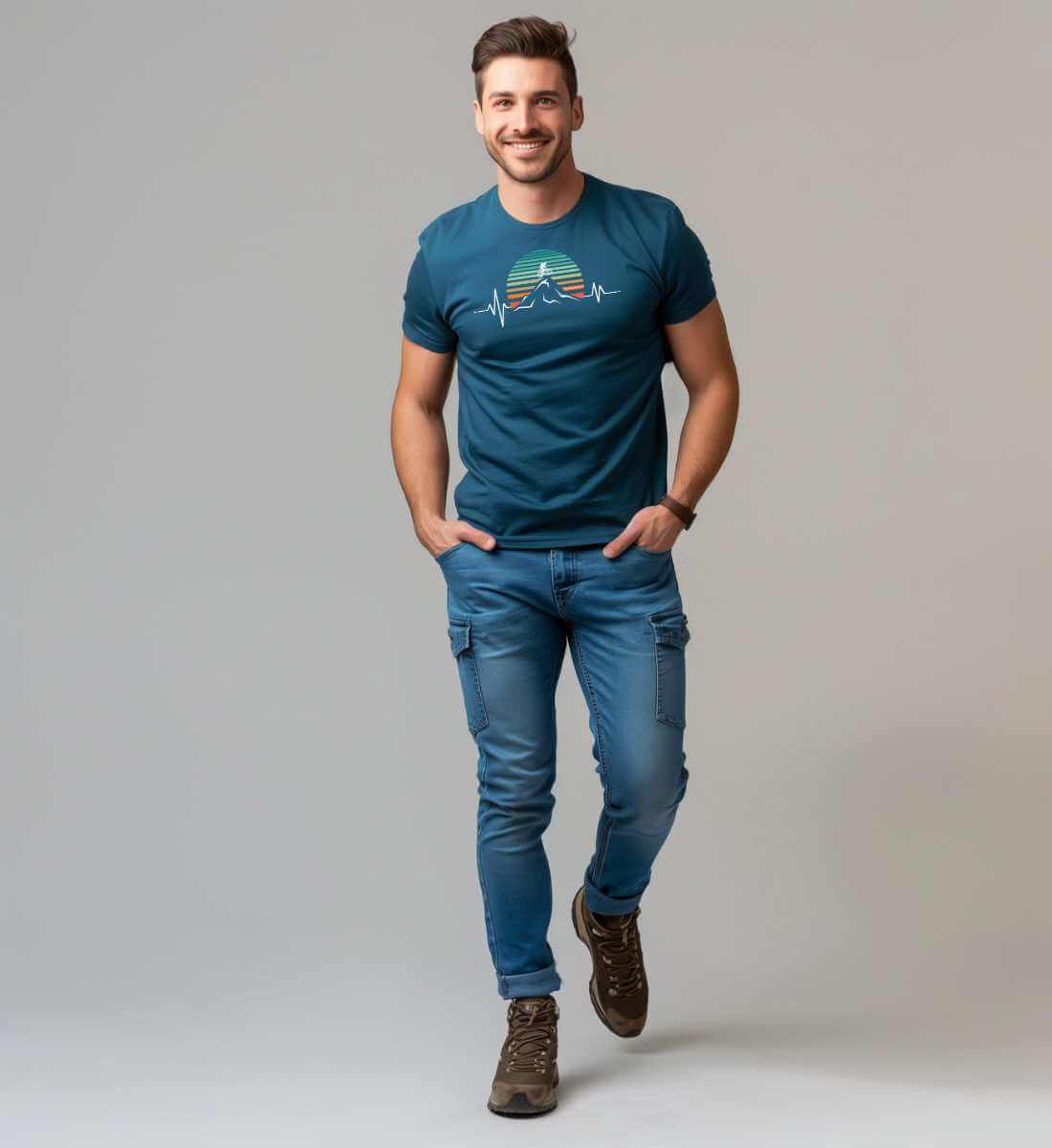 Mountainbike Herzschlag | Herren Premium Organic T-Shirt von Rad&Rucksack - weitere Modelansicht 2