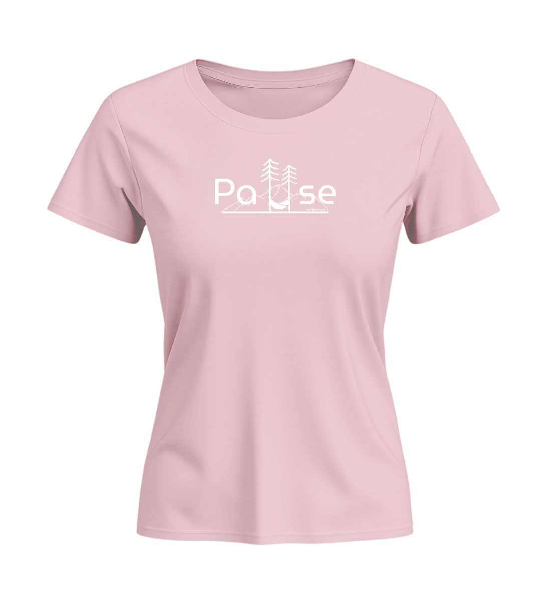 Natur Pause | Damen Premium Organic T-Shirt (Fitted) in Cotton Pink von Rad&Rucksack