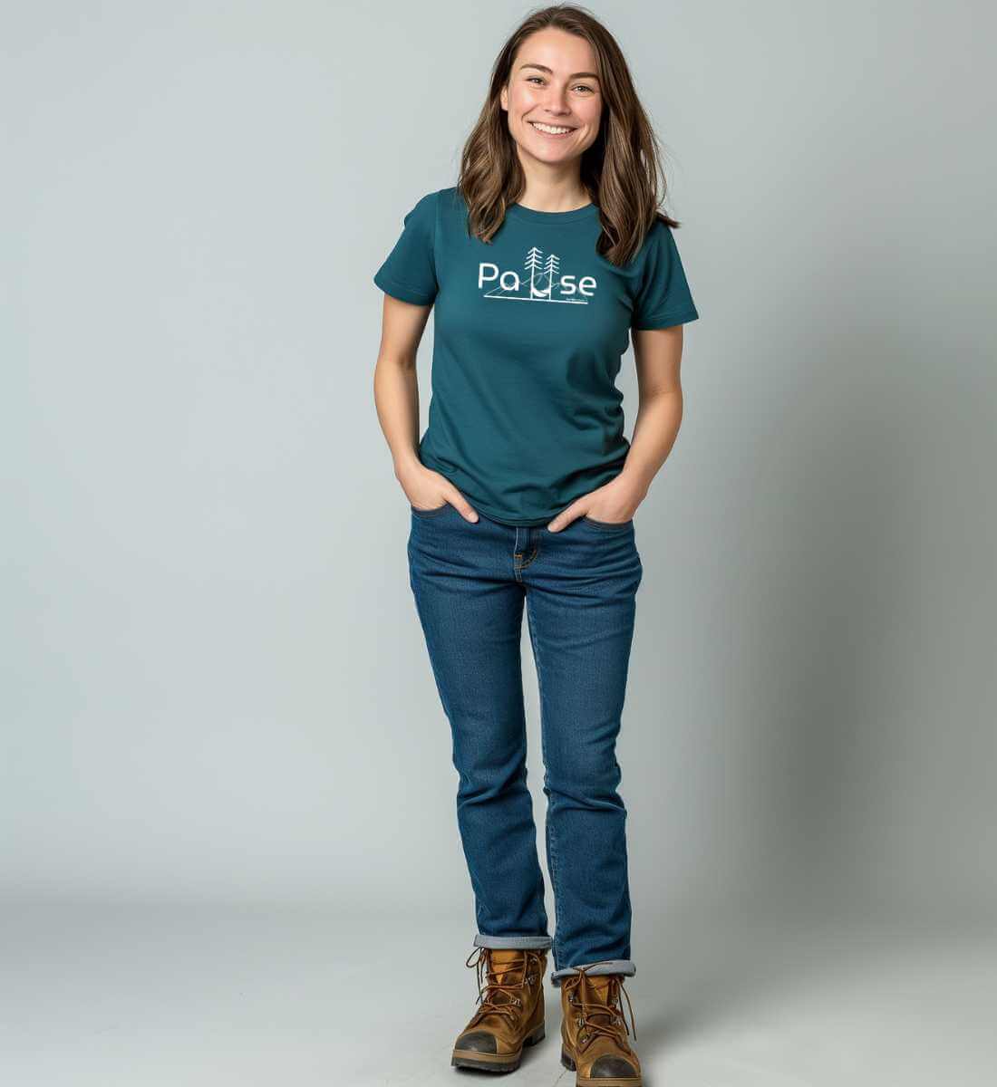 Natur Pause | Damen Premium Organic T-Shirt von Rad&Rucksack - weitere Modelansicht 2