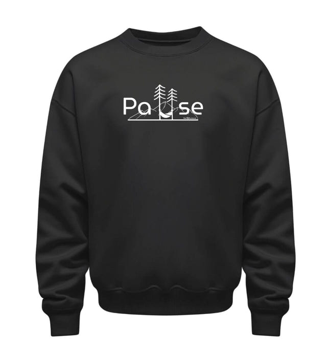 Natur Pause Sweatshirt in Schwarz (Black) – Produktbild (350 g/m² Bio-Baumwolle) von Rad&Rucksack