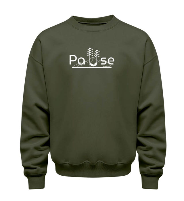 Natur Pause Pullover in Olivgrün (Khaki) – Produktbild (350 g/m² Bio-Baumwolle) von Rad&Rucksack