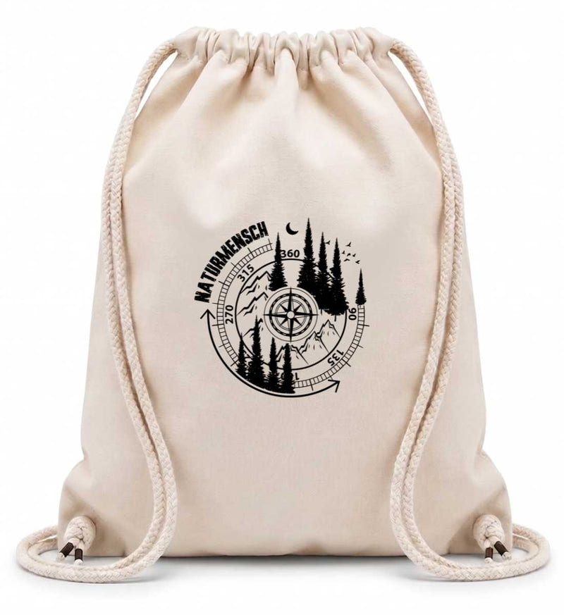 Rucksack Beutel „Naturmensch“ in Naturweiß (Natural) – Produktbild (100% Baumwolle, 12 L) von Rad&Rucksack