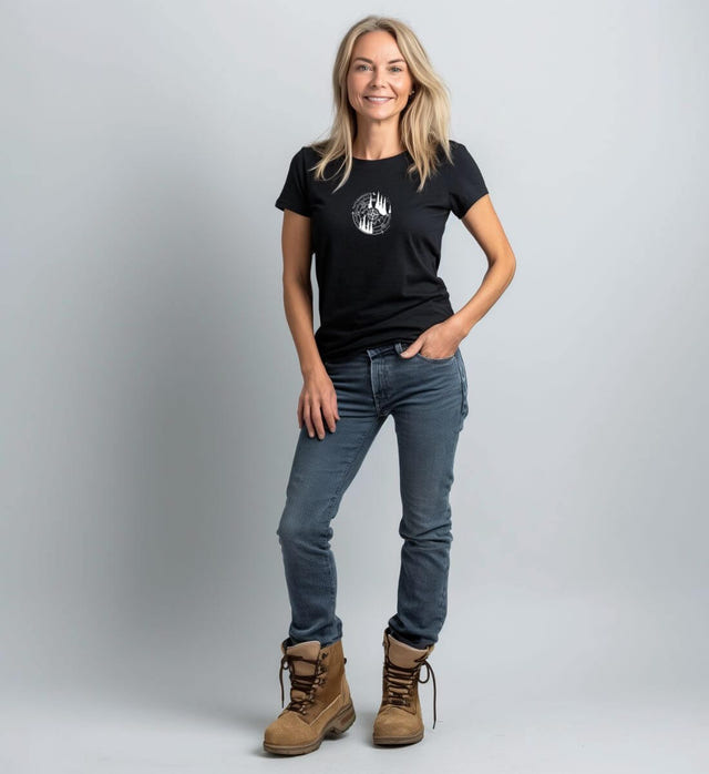 Naturmensch Bio T-Shirt Damen – Modelbild (100% Bio-Baumwolle) von Rad&Rucksack