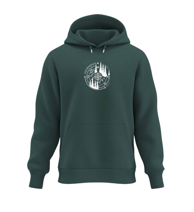 Naturmensch Hoodie in Tannengrün (Glazed Green) – Produktbild (350 g/m² Bio-Baumwolle) von Rad&Rucksack