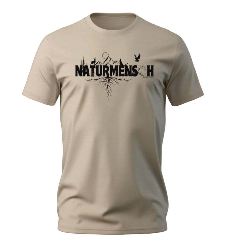 Naturmenschen T-Shirt Herren in Sandbeige (Desert Dust) – Produktbild (100% Bio-Baumwolle) von Rad&Rucksack