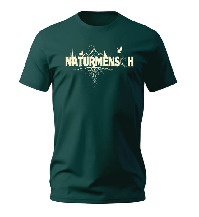 Naturmenschen T-Shirt Herren Tannengrün (Glazed Green) – Produktbild (100% Bio-Baumwolle) von Rad&Rucksack