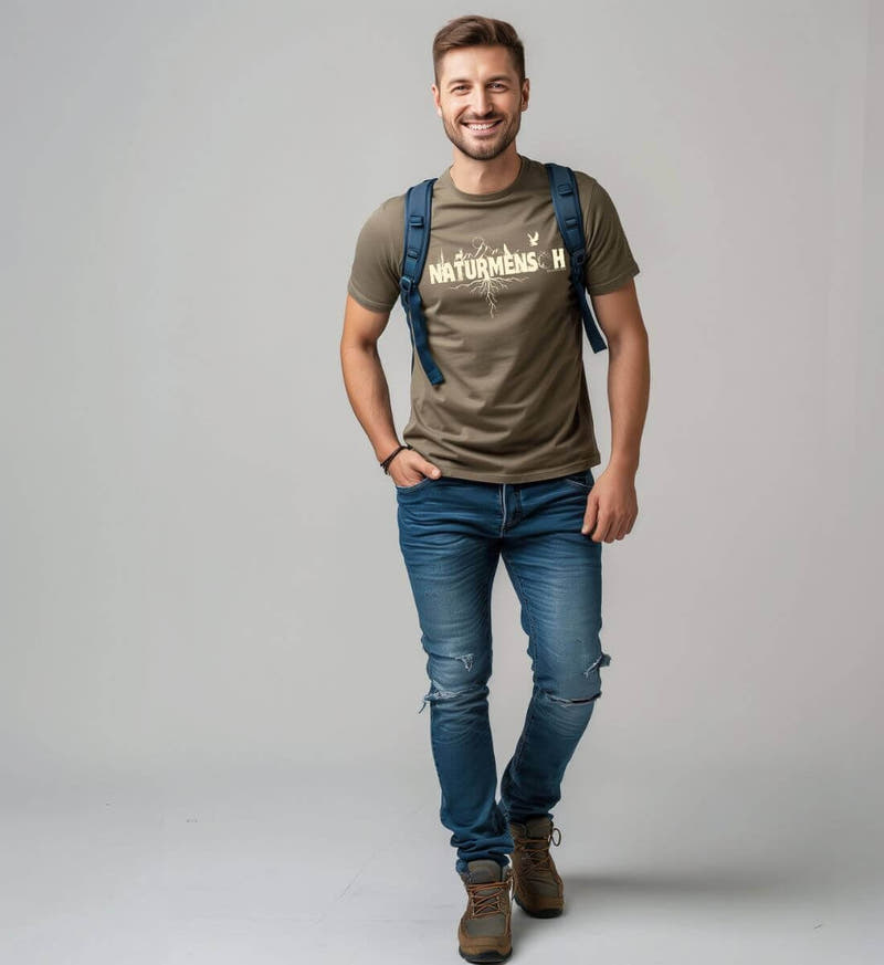 Naturmenschen | Herren Premium Organic T-Shirt von Rad&Rucksack - am Model präsentiert