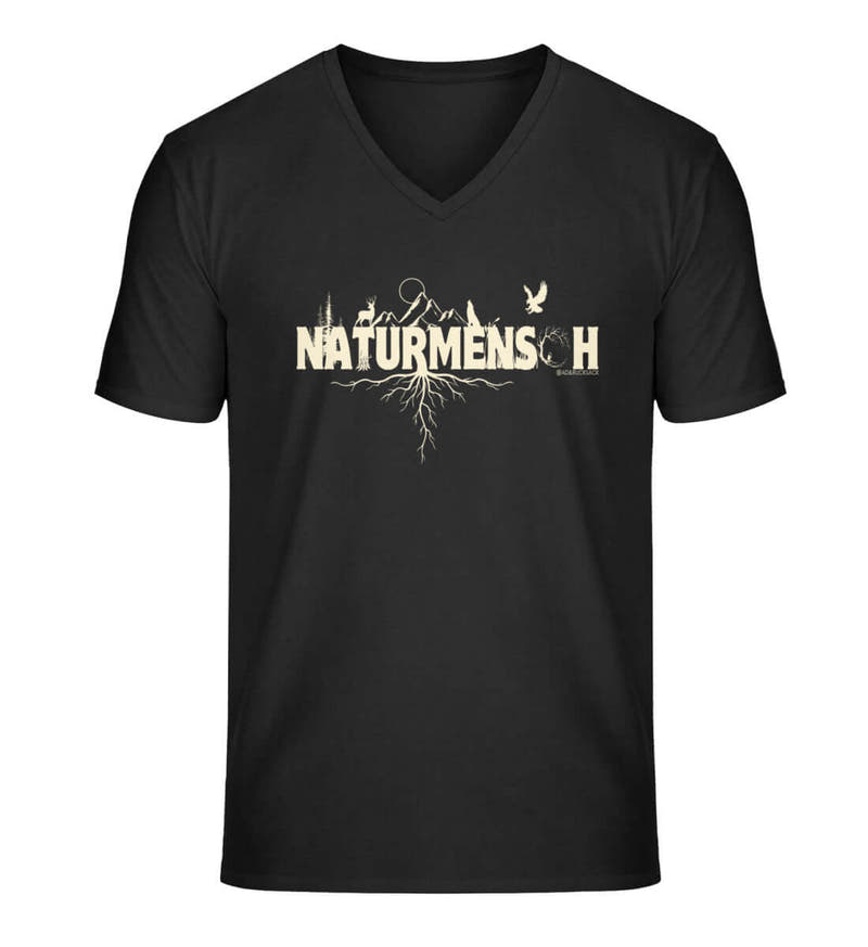 Naturmenschen | Herren V-Neck Premium Organic T-Shirt in Schwarz von Rad&Rucksack