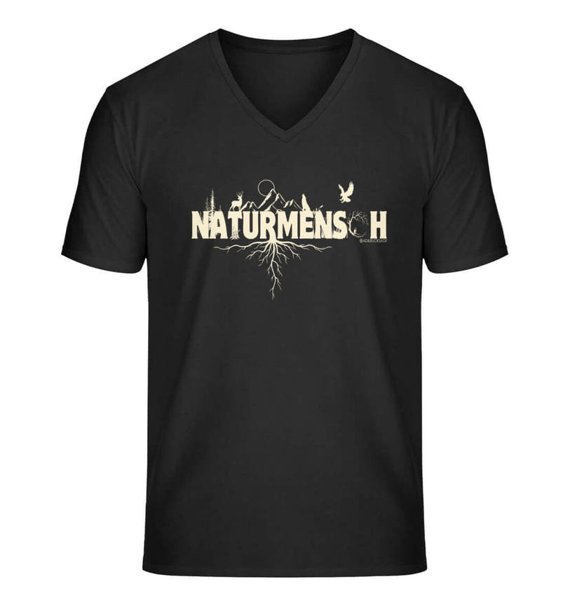 Naturmenschen | Herren V-Neck Premium Organic T-Shirt in Schwarz von Rad&Rucksack