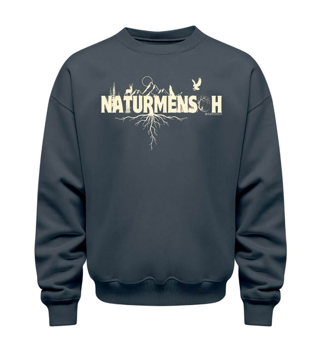 Outdoor Pullover Naturmenschen in Blaugrau (India Ink Grey) – Produktbild (350 g/m² Bio-Baumwolle) von Rad&Rucksack