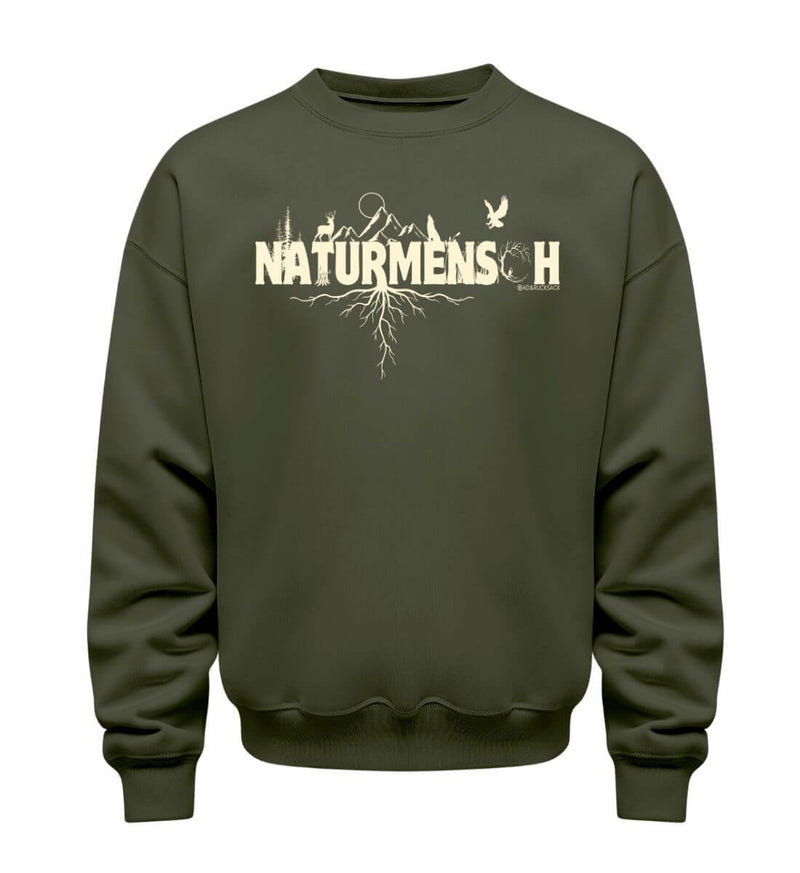 Naturmenschen Pullover in Olivgrün (Khaki) – Produktbild (350 g/m² Bio-Baumwolle) von Rad&Rucksack