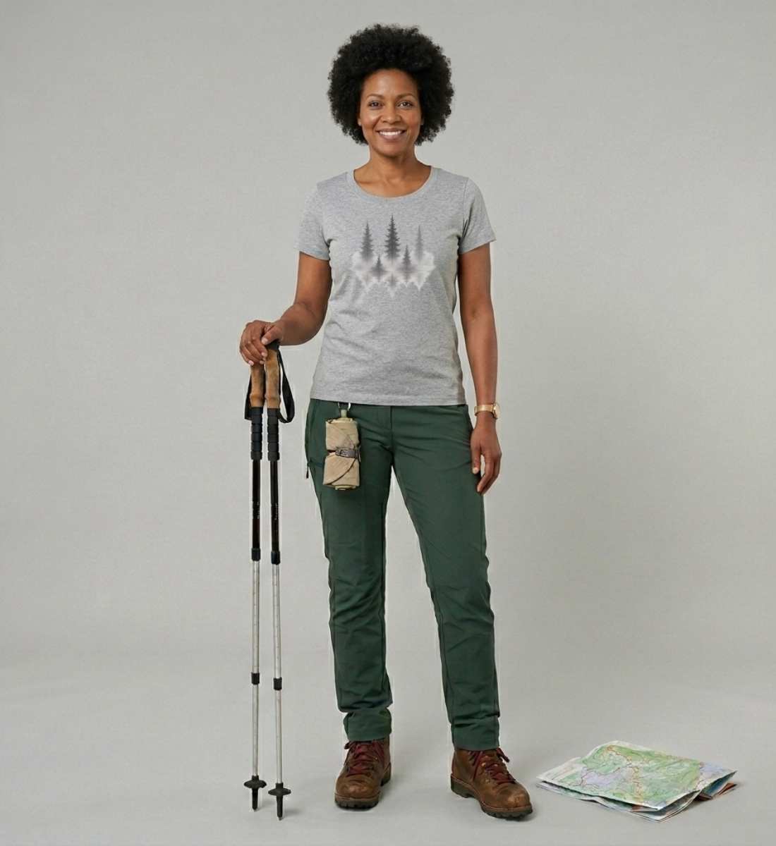 Nebelwald | Damen Premium Organic T-Shirt (Fitted) von Rad&Rucksack - am Model präsentiert