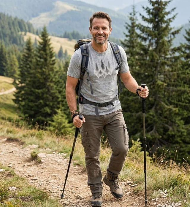 Geschenk Nebelwald T-Shirt – Modelbild (100% Bio-Baumwolle) von Rad&Rucksack