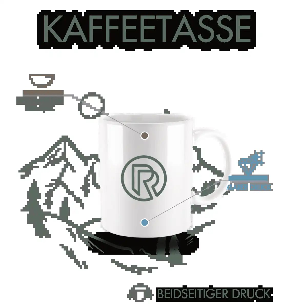Nebelwald | Kaffeetasse von Rad&Rucksack - am Model präsentiert