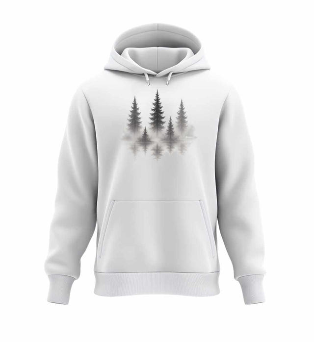 Nebelwald Hoodie in Weiß (White) – Produktbild (350 g/m² Bio-Baumwolle) von Rad&Rucksack