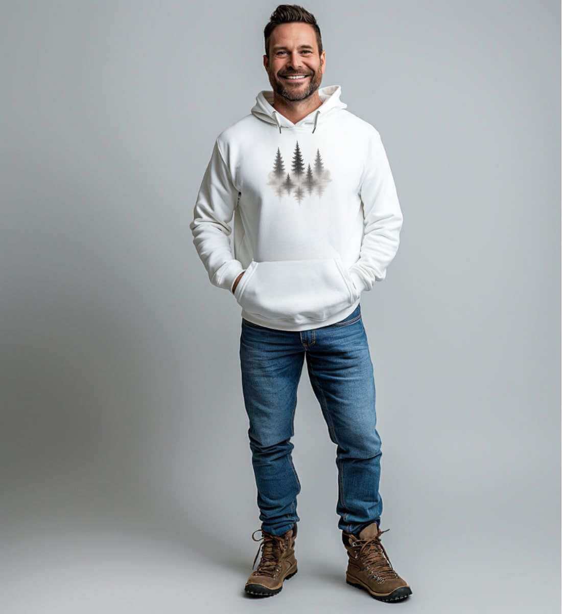 Nebelwald | Unisex Organic Hoodie von Rad&Rucksack - weitere Modelansicht 2