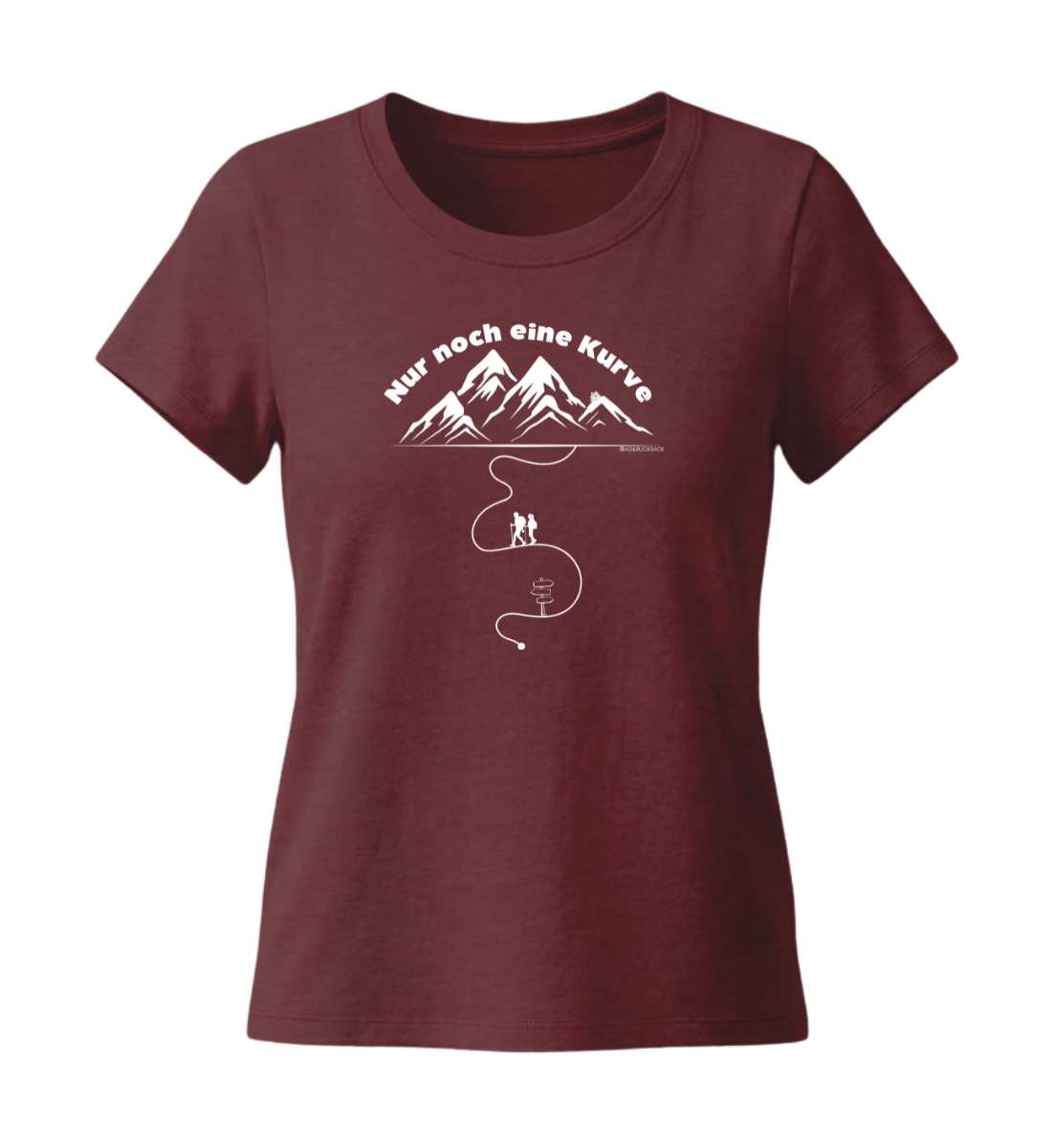 Nur noch eine Kurve | Damen Premium Organic T-Shirt (Fitted) in Burgundy von Rad&Rucksack