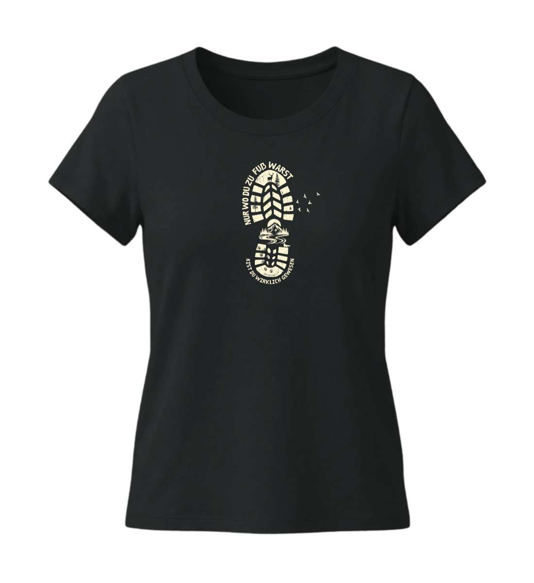 Nur wo du zu Fuß warst | Damen Premium Organic T-Shirt (Fitted) in Black von Rad&Rucksack