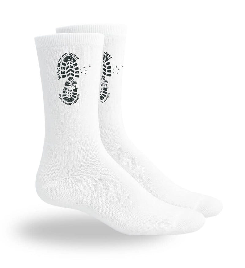Nur Wo Du zu Fuß Warst Sportsocken – Modelbild (atmungsaktives Mesh-Fußbett) von Rad&Rucksack
