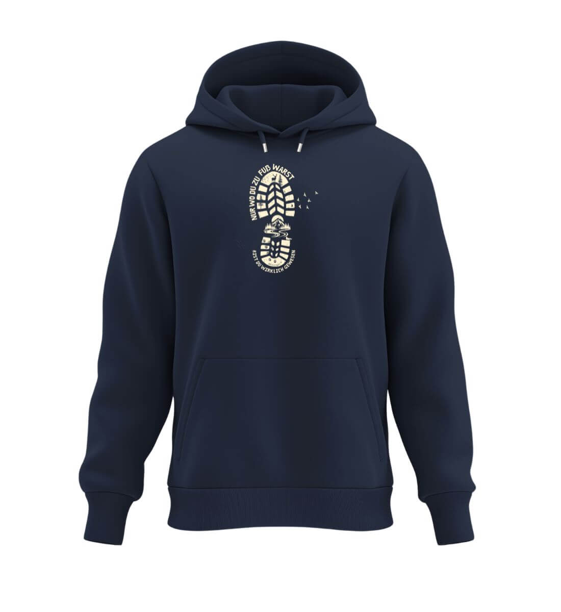 Nur wo du zu Fuß warst | Unisex Organic Hoodie in French Navy von Rad&Rucksack