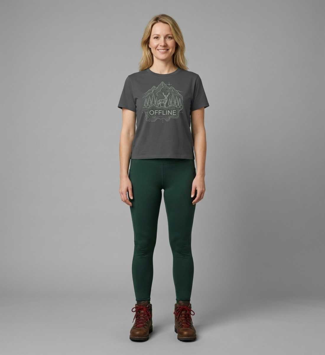 Offline Berg | Damen Premium Organic T-Shirt (Muser) in Anthracite von Rad&Rucksack Model