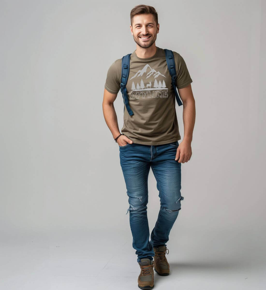 Offline Berg | Herren Premium Organic T-Shirt von Rad&Rucksack - am Model präsentiert