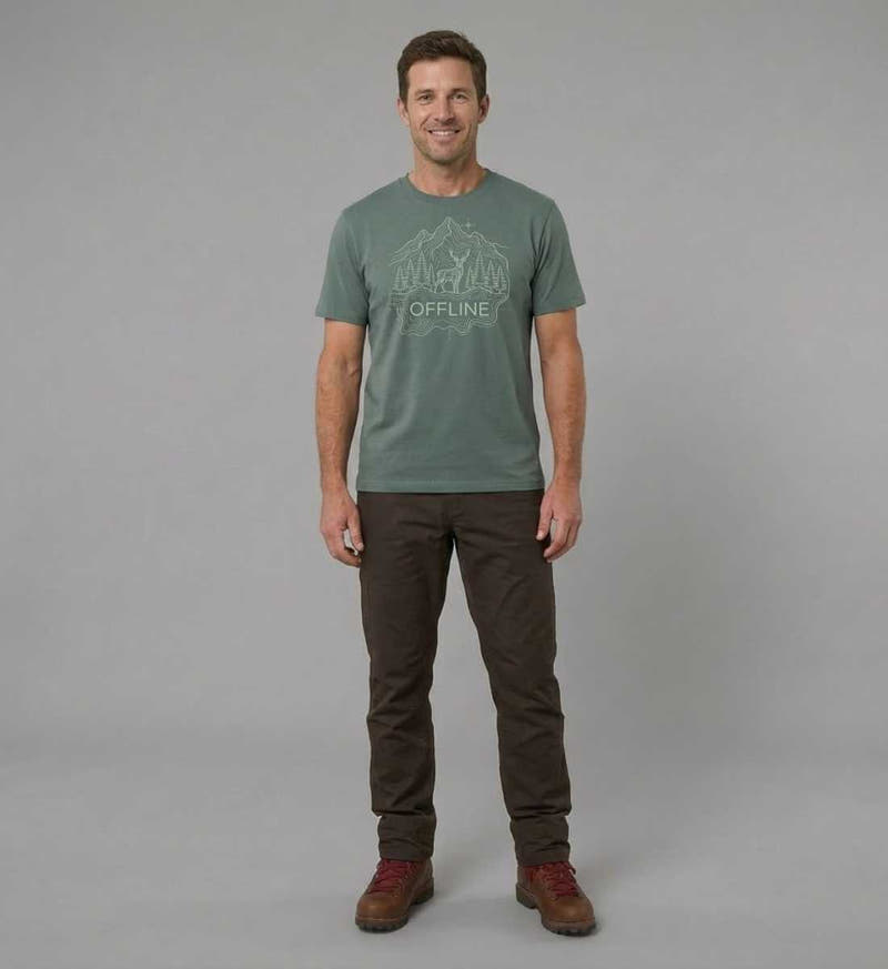 Offline Berg | Herren Premium Organic T-Shirt von Rad&Rucksack - am Model präsentiert