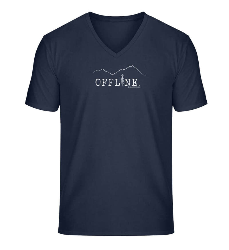 Offline. | Herren V-Neck Premium Organic T-Shirt in French Navy von Rad&Rucksack