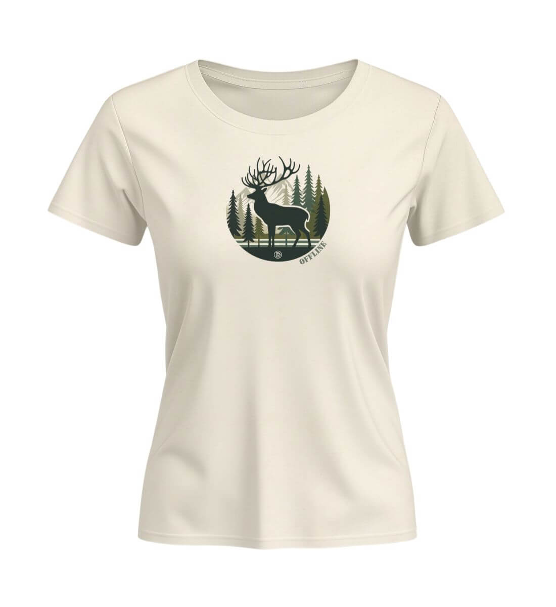 Offline Hirsch | Damen Premium Organic T-Shirt (Fitted) in Natural Raw von Rad&Rucksack