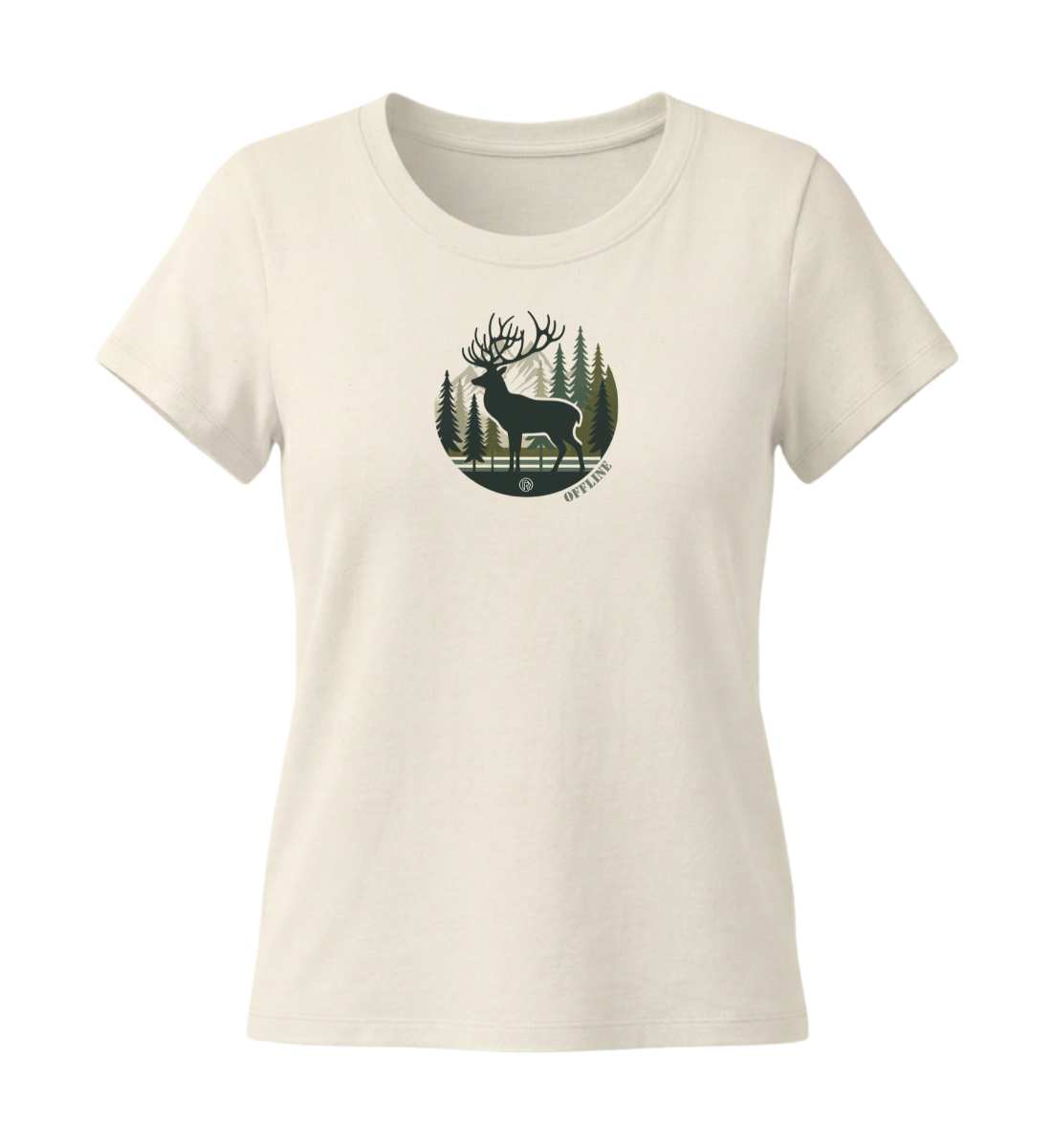 Offline Hirsch | Damen Premium Organic T-Shirt (Fitted) in Natural Raw von Rad&Rucksack