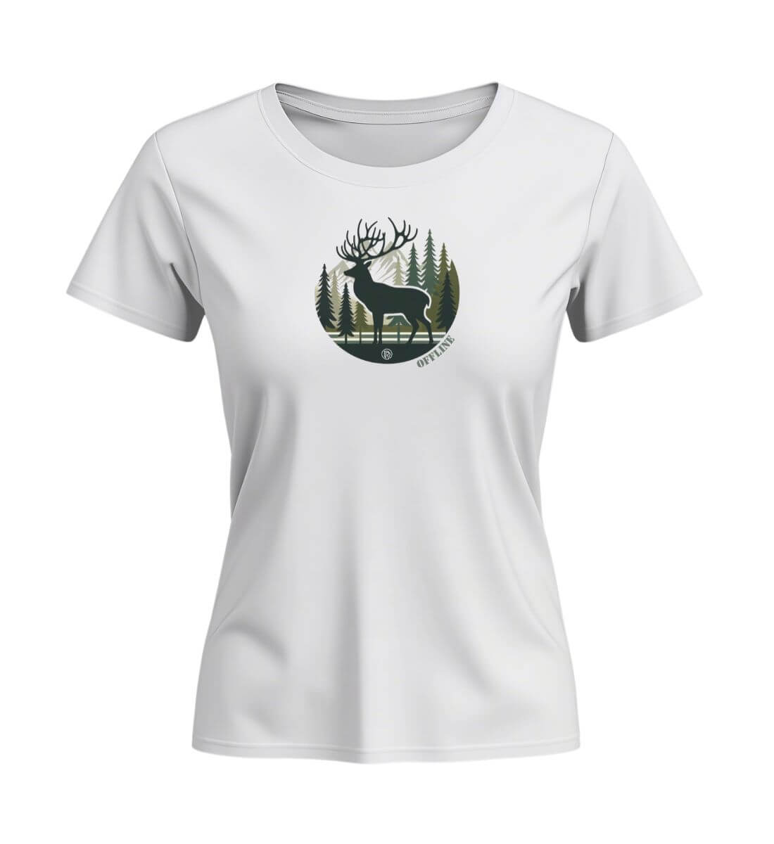 Offline Hirsch | Damen Premium Organic T-Shirt (Fitted) in White von Rad&Rucksack