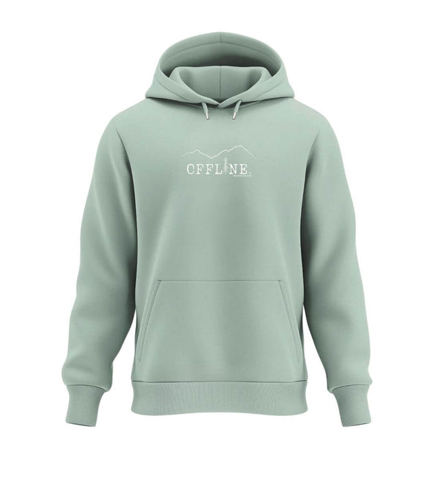 Offline. Hoodie Salbeigrün (Aloe) – Produktbild (350 g/m² Bio-Baumwolle) von Rad&Rucksack