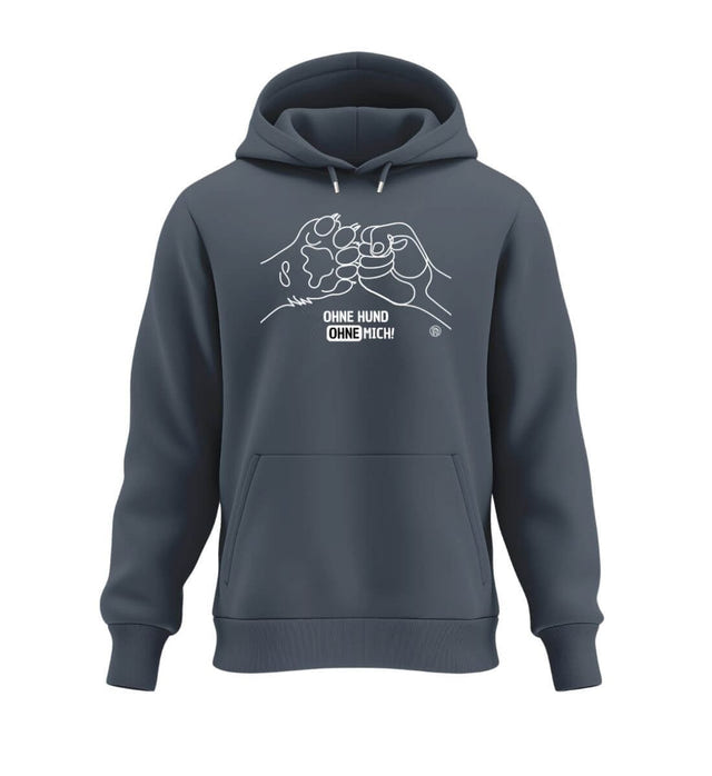 Warmer Hüttentour Hoodie ohne Hund ohne Mich in Blaugrau (India Ink Grey) – Produktbild (350 g/m² Bio-Baumwolle) von Rad&Rucksack
