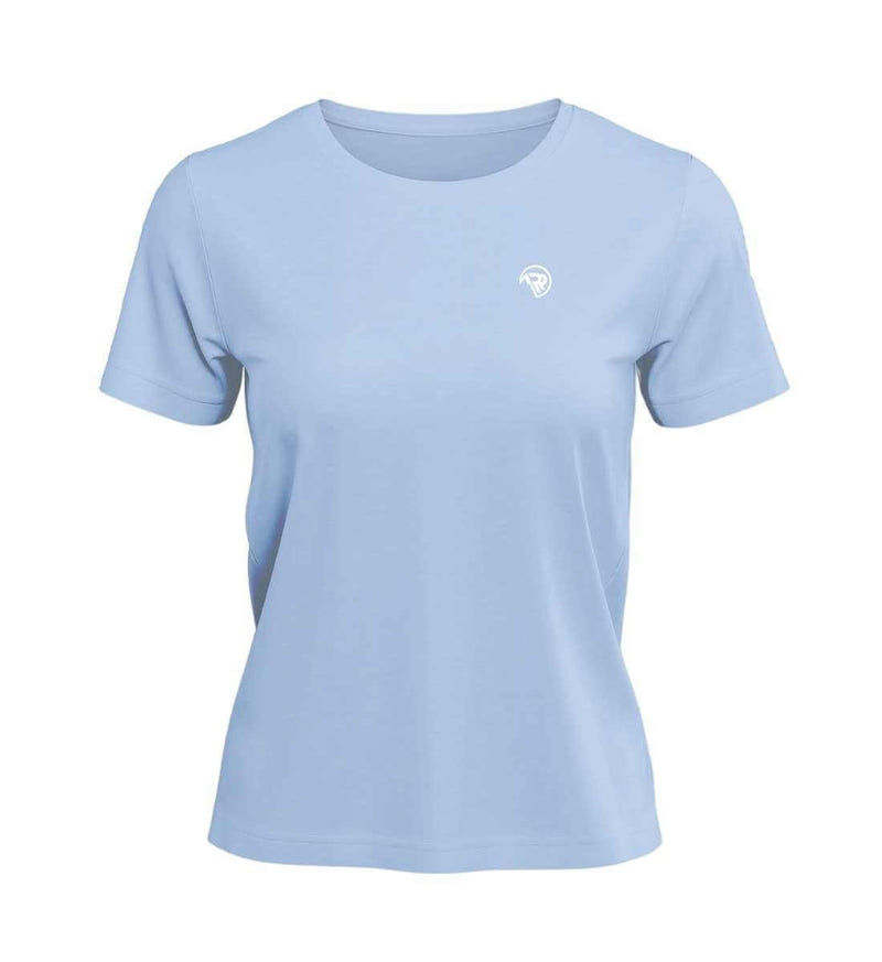 Baumwolle Outdoor Stick T-Shirt Damen in Mittelblau (Blue Soul) – Produktbild (100% Bio-Baumwolle) von Rad&Rucksack